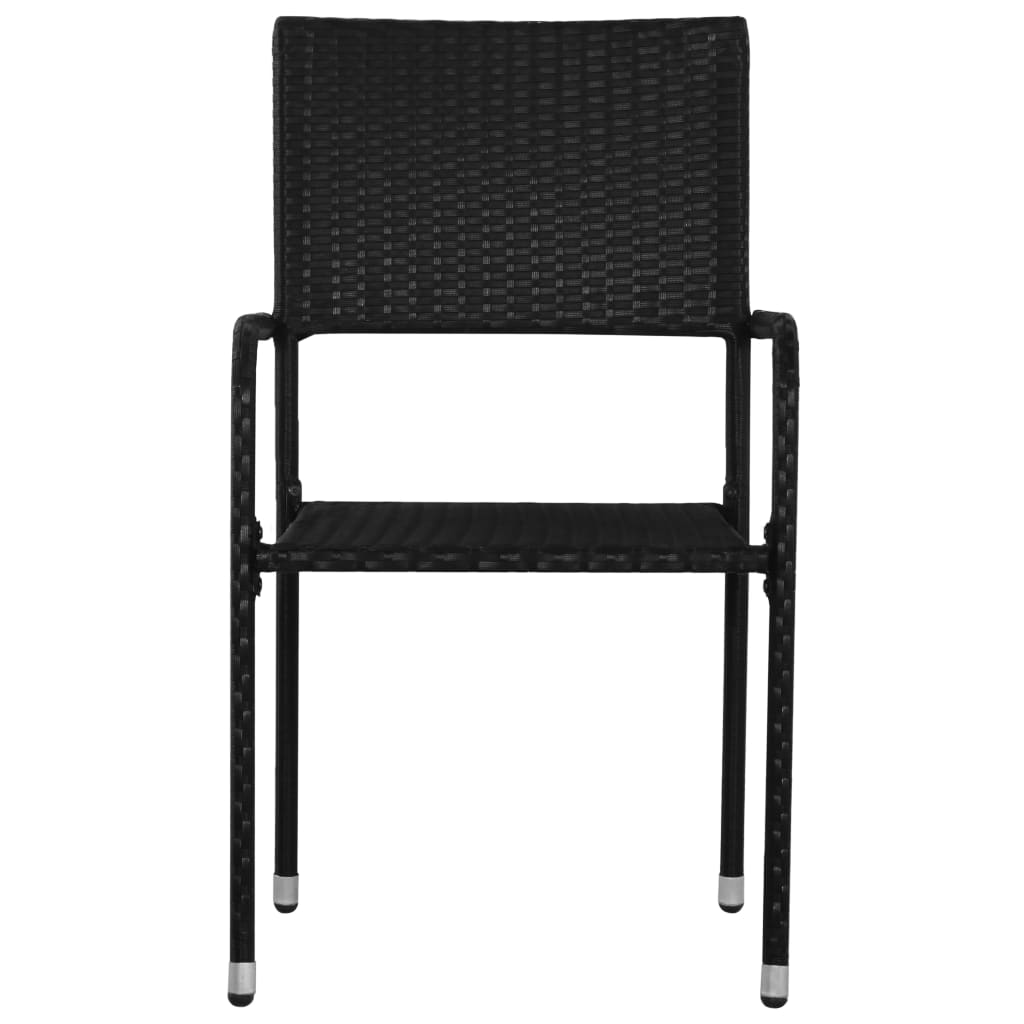 Tuinstoelen 4 st stapelbaar poly rattan zwart