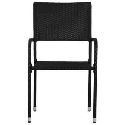 Tuinstoelen 4 st stapelbaar poly rattan zwart