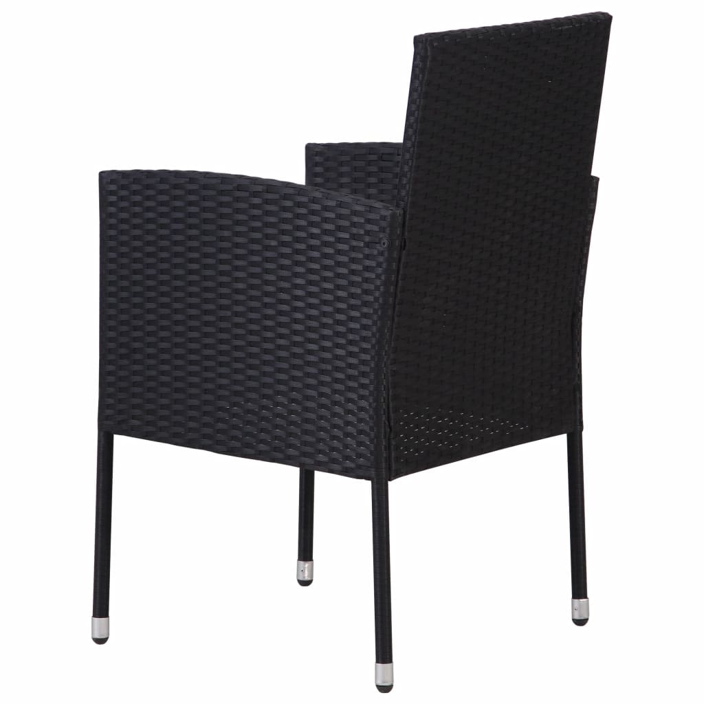 Tuinstoelen 4 st met crèmewitte kussens poly rattan zwart