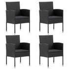 Garden chairs 4 pcs with black cushions poly rattan black