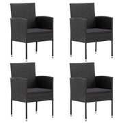 Tuinstoelen 4 stuks poly rattan zwart met kussens