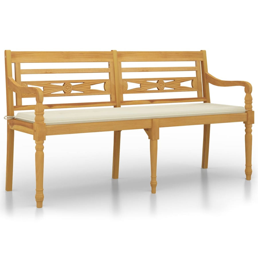 Bankje Batavia Met Kleurig Kussen Massief Teakhout 150 cm Crème