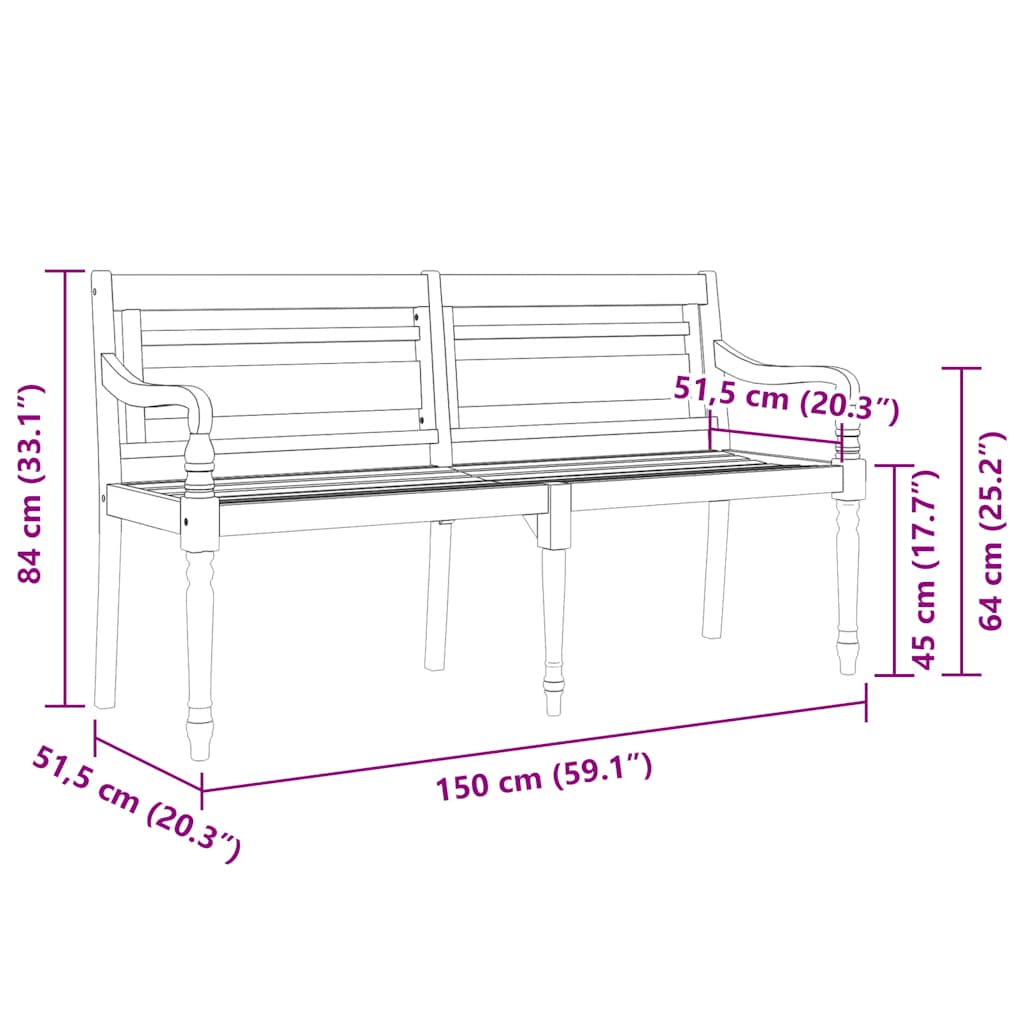 Bankje Batavia Met Beige Kussen 150 Cm Massief Teakhout Crème