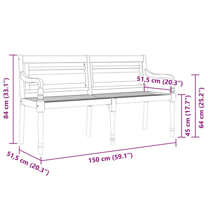 Bankje Batavia Met Beige Kussen 150 Cm Massief Teakhout Crème