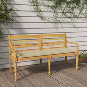 Teakhouten tuinbank 150 cm met beige kussen