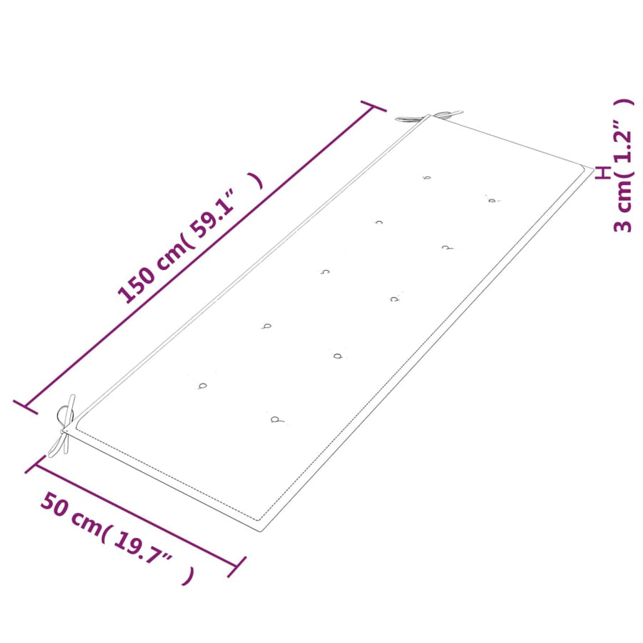 Bankje Batavia Met Kussen Massief Teakhout 150 cm Rood