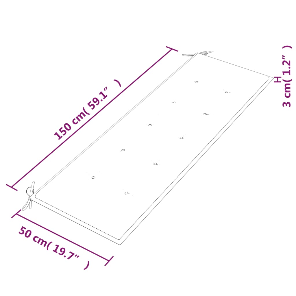 Bankje Batavia Met Kussen Massief Teakhout 150 cm Zwart