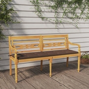 Tuinbank 150 cm massief teakhout taupe kussen