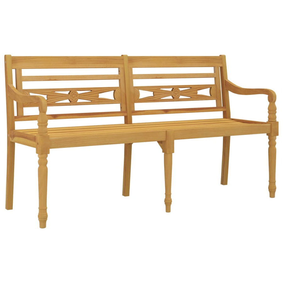 Bankje Batavia met groen kussen 150 cm massief teakhout