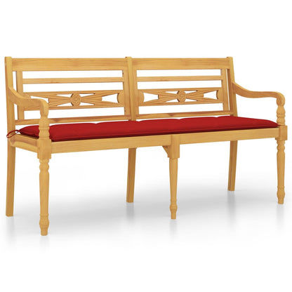 Bankje Batavia Met Kussen Massief Teakhout 150 cm Rood