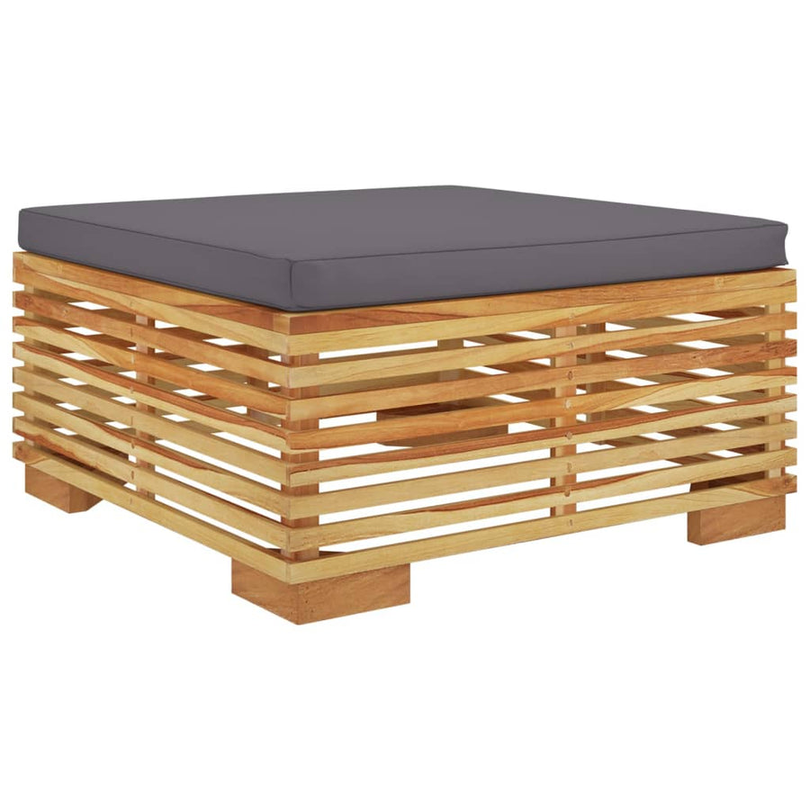 -Delige Loungeset Met Kussens Massief Teakhout 6 Donkergrijs 2x hoek + midden + Fauteuil + 2x voetensteun