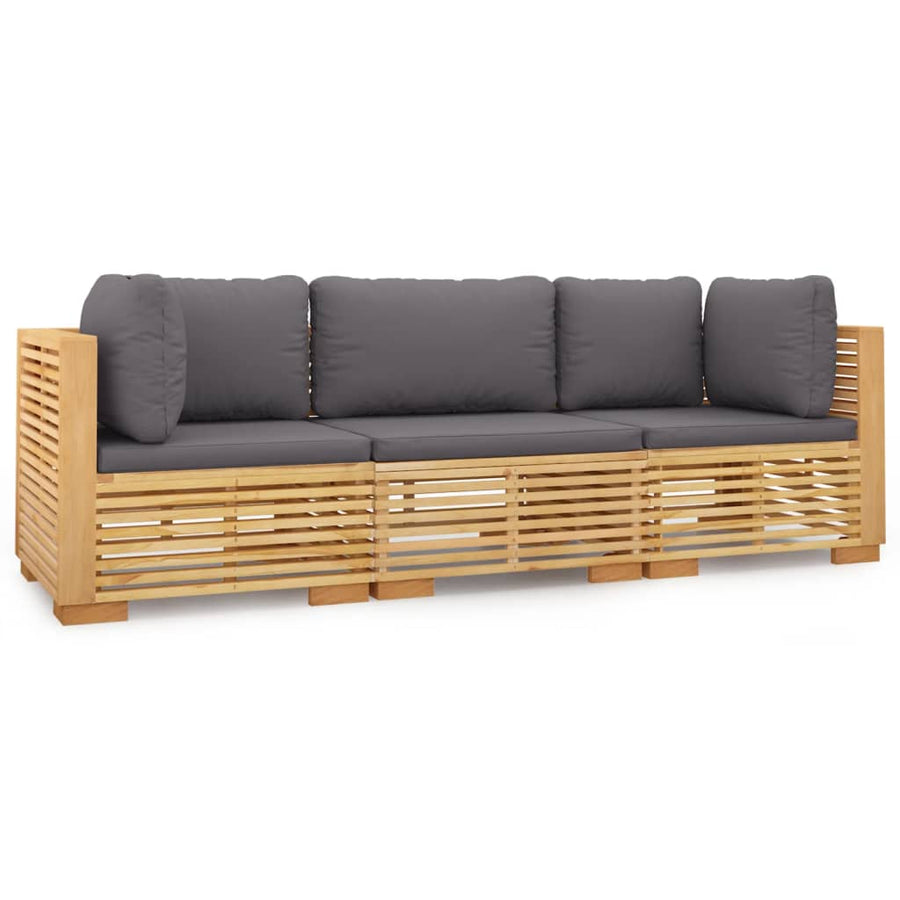 -Delige Loungeset Met Kussens Massief Teakhout 3 Donkergrijs 2x hoek + midden