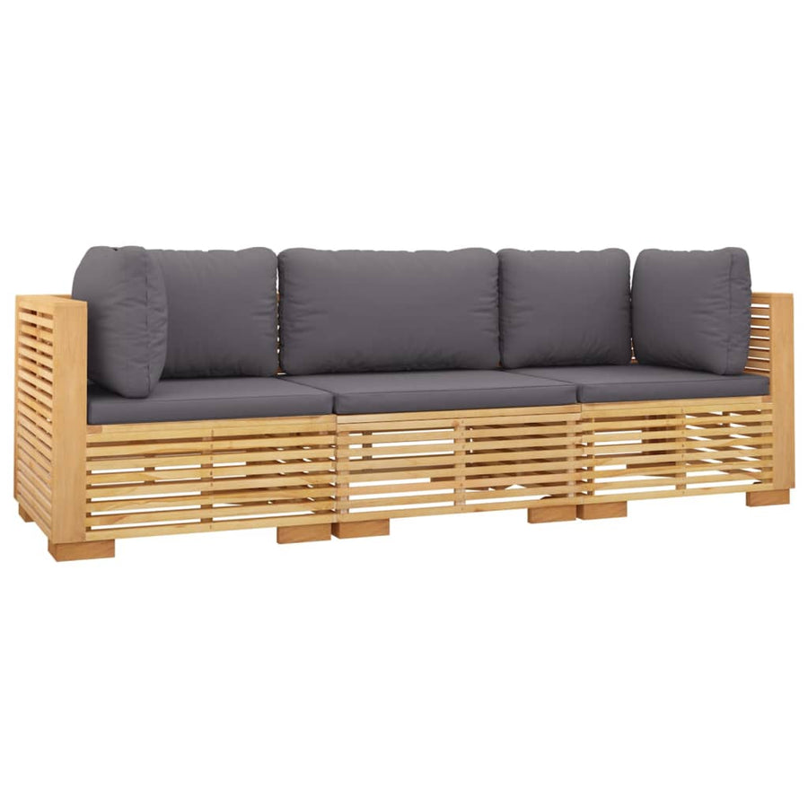 -Delige Loungeset Met Kussens Massief Teakhout 3 Donkergrijs 2x hoek + midden