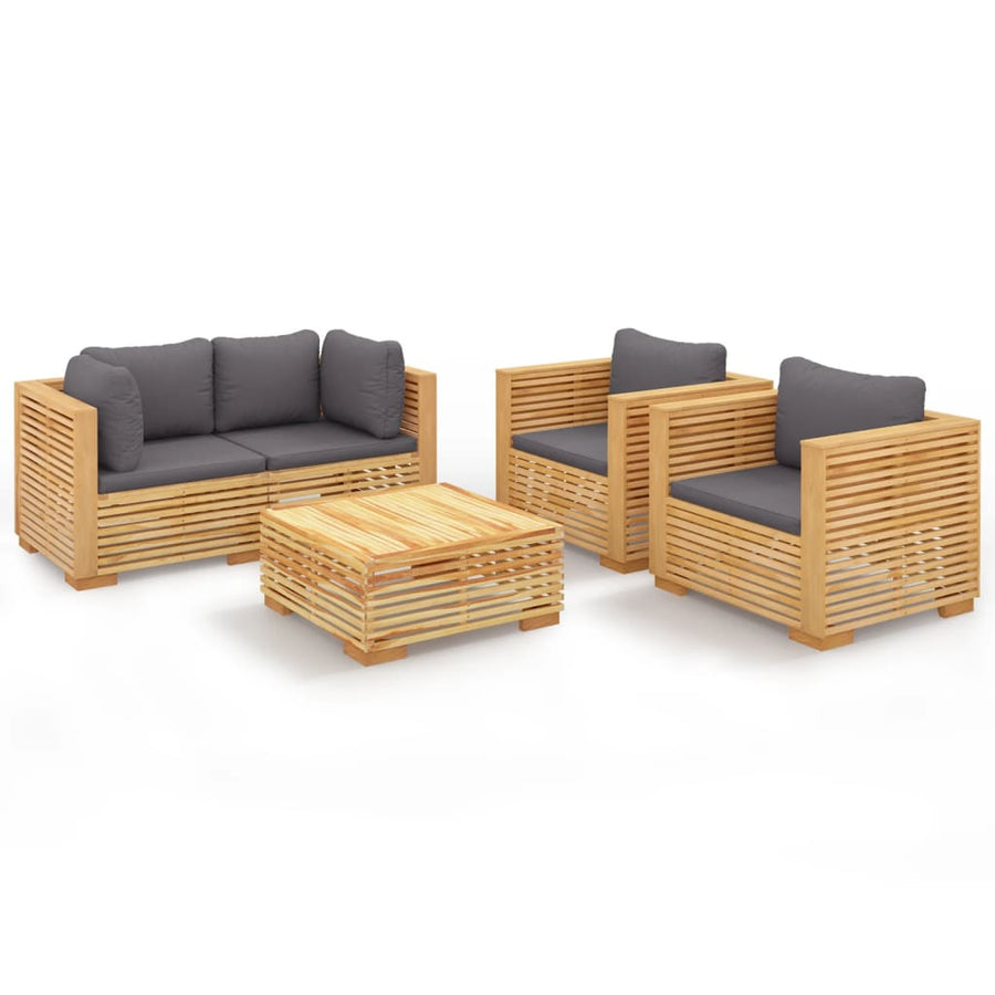 Loungeset Met Kussens Massief Teakhout 5