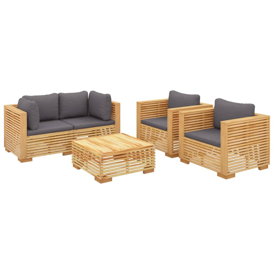Loungeset Met Kussens Massief Teakhout 5