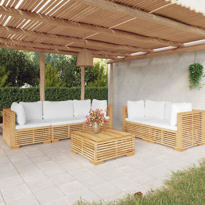 6-delige Loungeset met kussens massief teakhout
