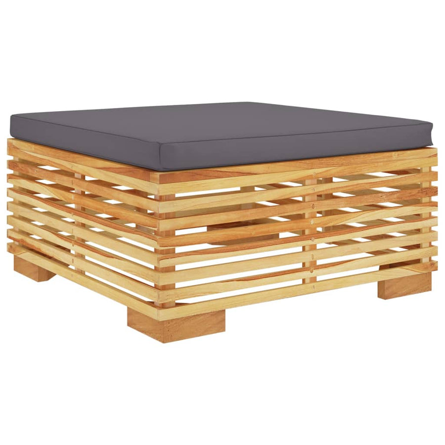 -Delige Loungeset Met Kussens Massief Teakhout 4 Donkergrijs hoek + midden + 2x Tafel