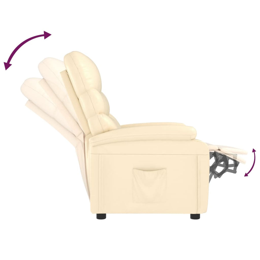 Fauteuil verstelbaar kunstleer crèmekleurig