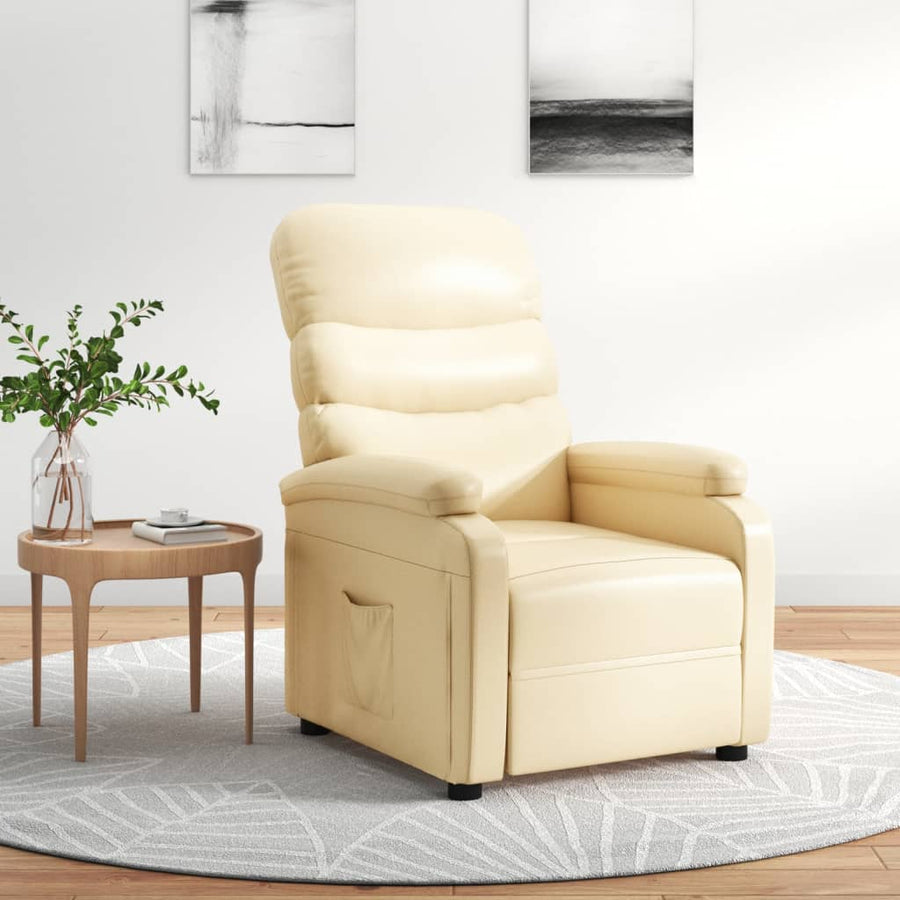 Fauteuil verstelbaar kunstleer crèmekleurig