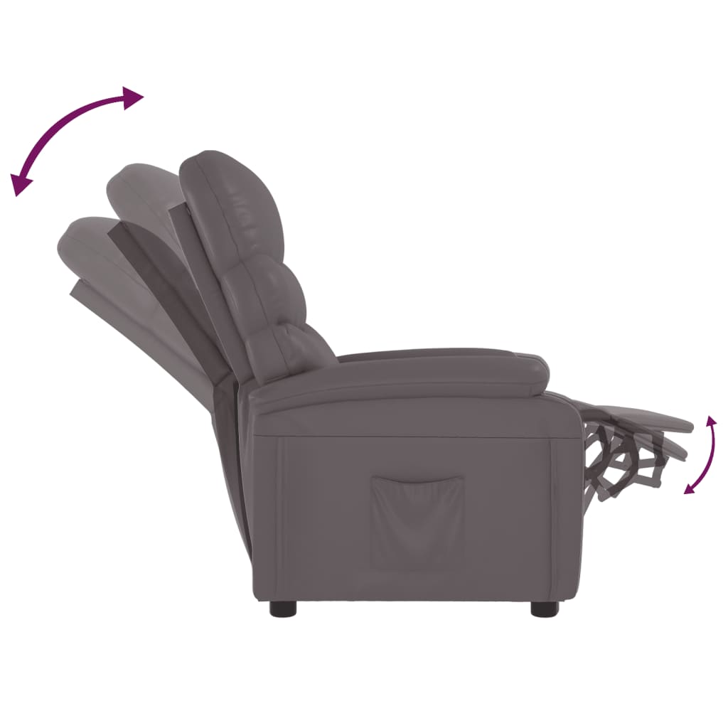 Fauteuil verstelbaar kunstleer grijs