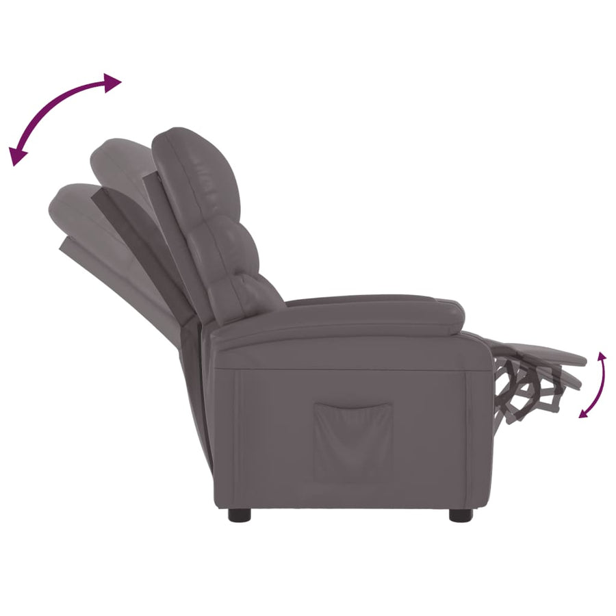 Fauteuil verstelbaar kunstleer grijs