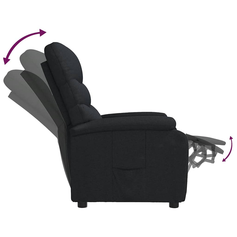 Fauteuil verstelbaar stof zwart