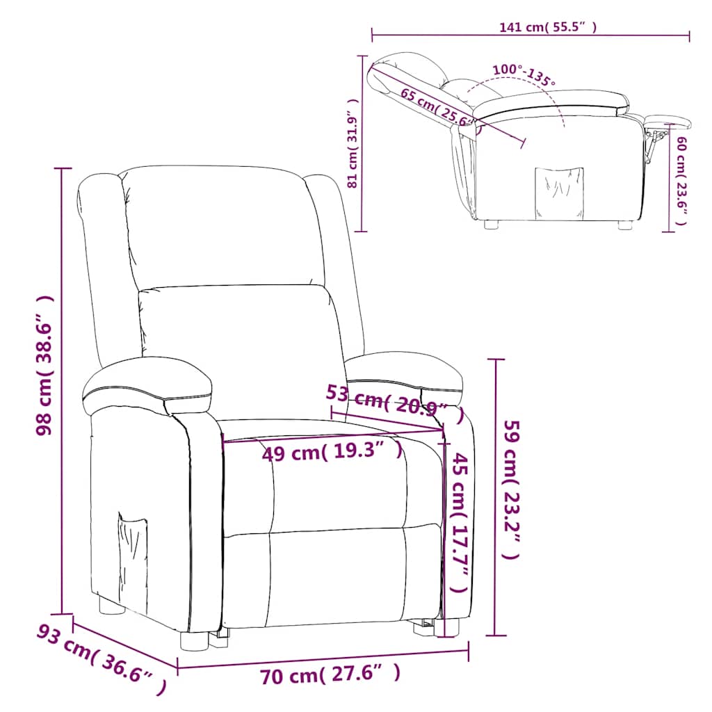 Fauteuil verstelbaar stof geel