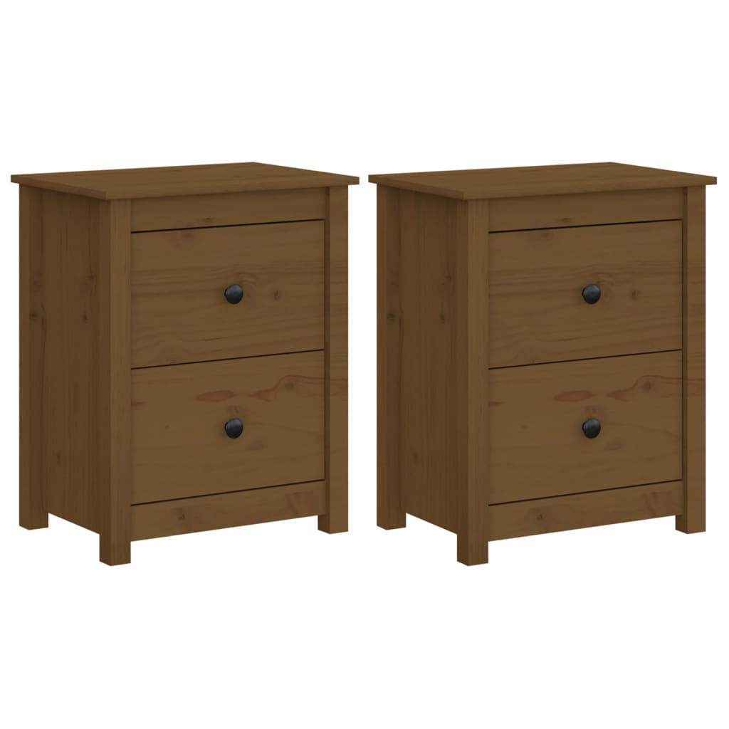 Nachtkastjes 2 St 50X35X61,5 Cm Massief Grenenhout Honingbruin