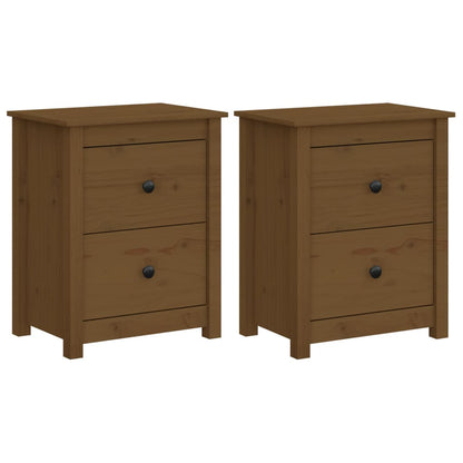 Nachtkastjes 2 St 50X35X61,5 Cm Massief Grenenhout Honingbruin