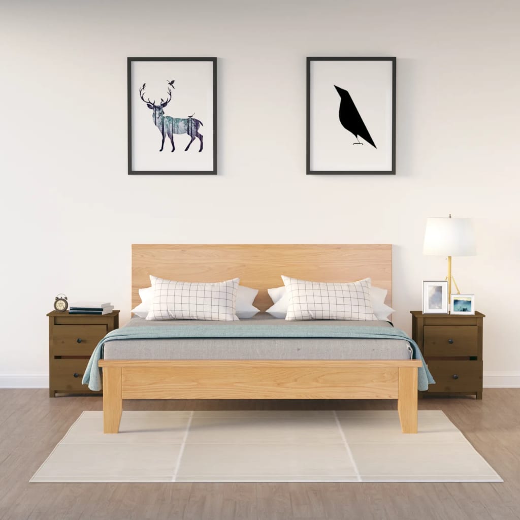 Nachtkastjes 2 St 50X35X61,5 Cm Massief Grenenhout Honingbruin
