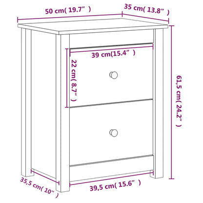 Nachtkastjes 2 St 50X35X61,5 Cm Massief Grenenhout Honingbruin