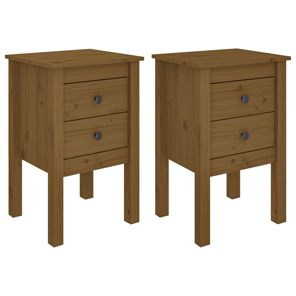 Nachtkastjes 2 st 40x35x61,5 cm massief grenenhout honingbruin 2 Honingbruin