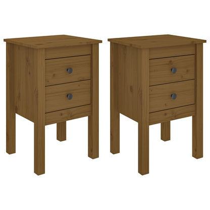 Nachtkastjes 2 st 40x35x61,5 cm massief grenenhout honingbruin 2 Honingbruin