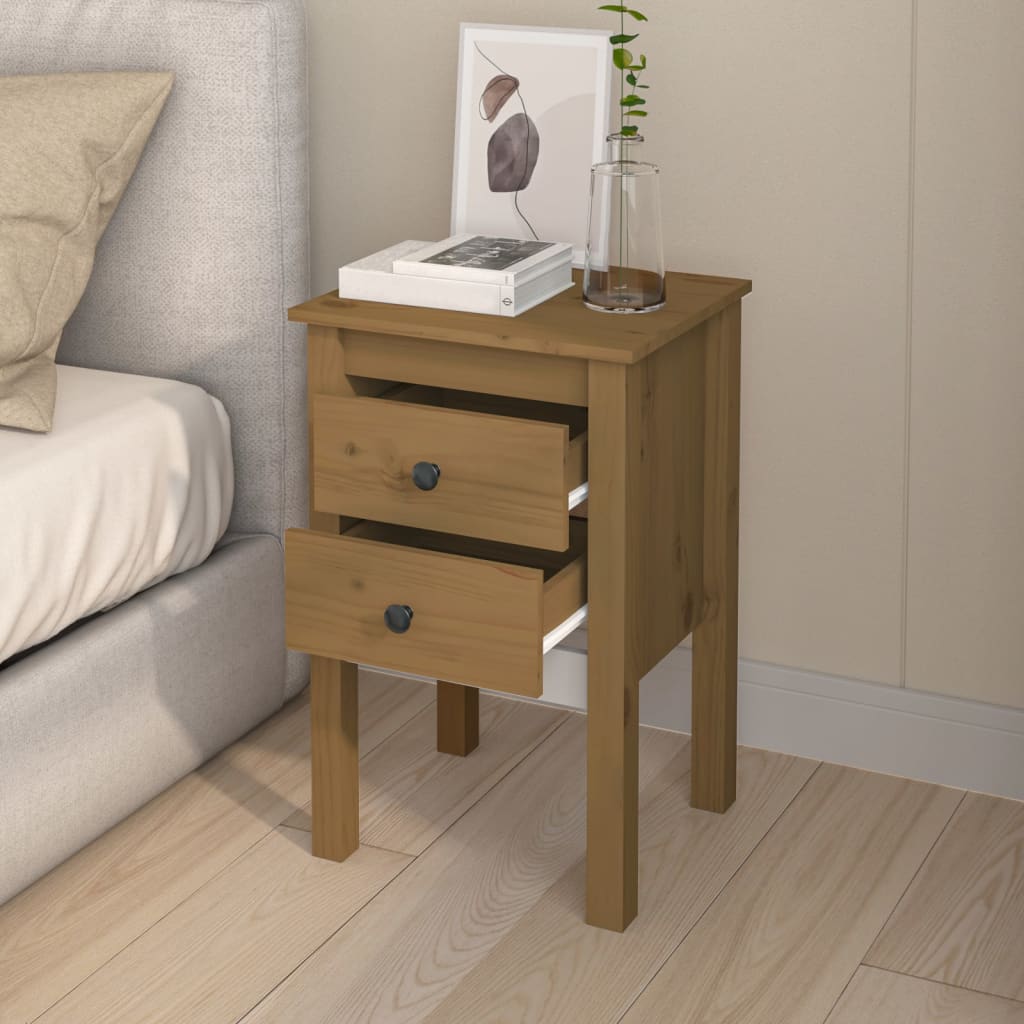 Nachtkastjes 2 st 40x35x61,5 cm massief grenenhout honingbruin 2 Honingbruin