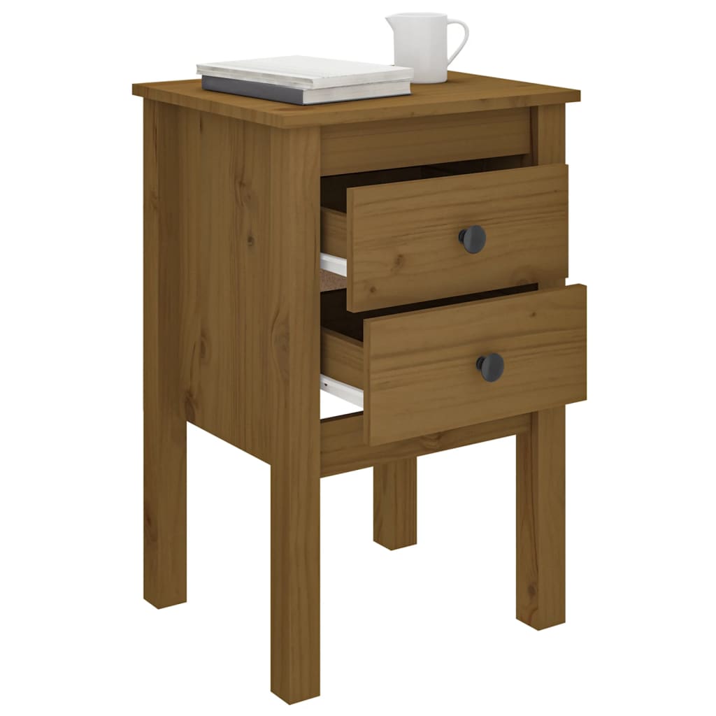 Nachtkastjes 2 st 40x35x61,5 cm massief grenenhout honingbruin 2 Honingbruin