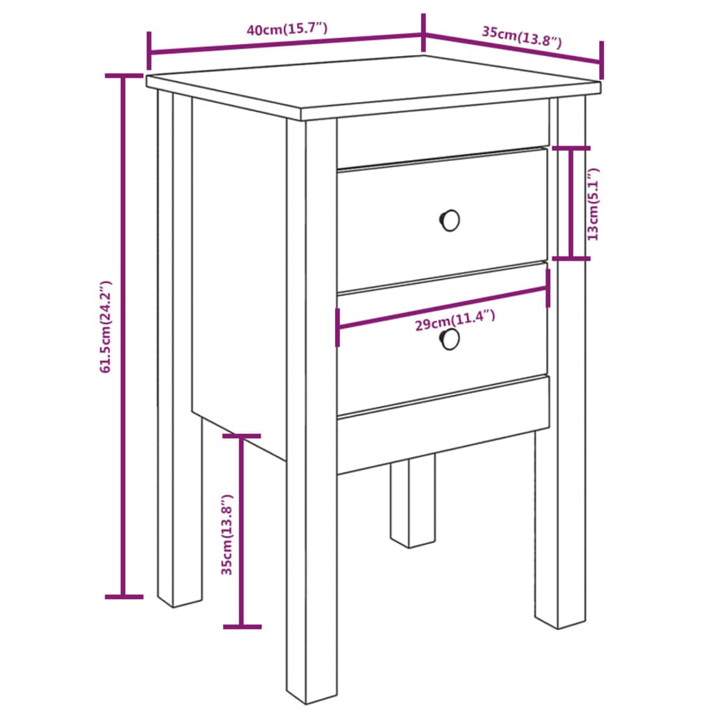 Nachtkastjes 2 st 40x35x61,5 cm massief grenenhout honingbruin 2 Honingbruin