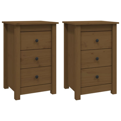 Nachtkastjes 2 St 40X35X61,5 Cm Massief Grenenhout Honingbruin