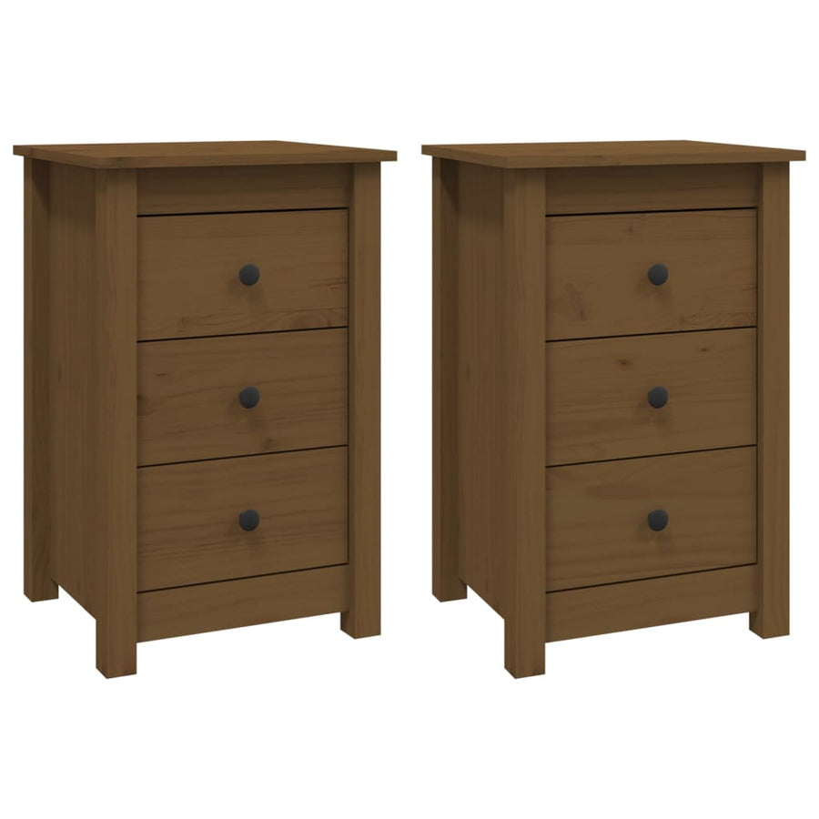 Nachtkastjes 2 St 40X35X61,5 Cm Massief Grenenhout Honingbruin