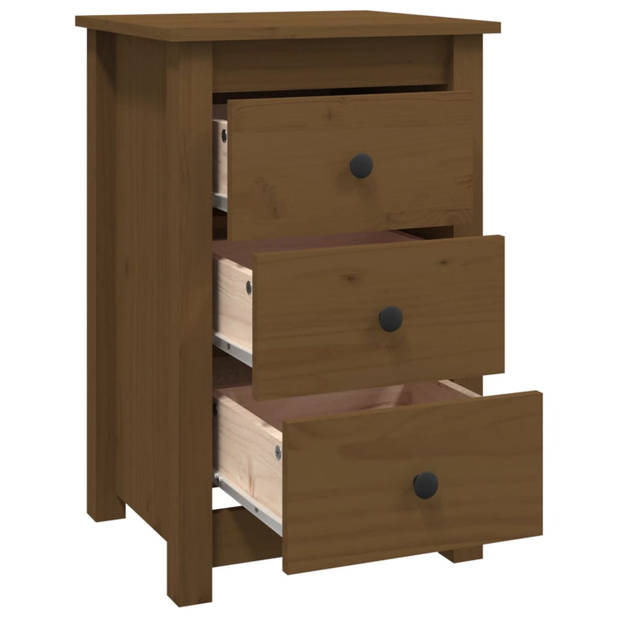 Nachtkastjes 2 St 40X35X61,5 Cm Massief Grenenhout Honingbruin