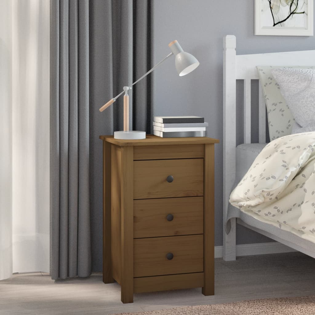 Nachtkastjes 2 St 40X35X61,5 Cm Massief Grenenhout Honingbruin