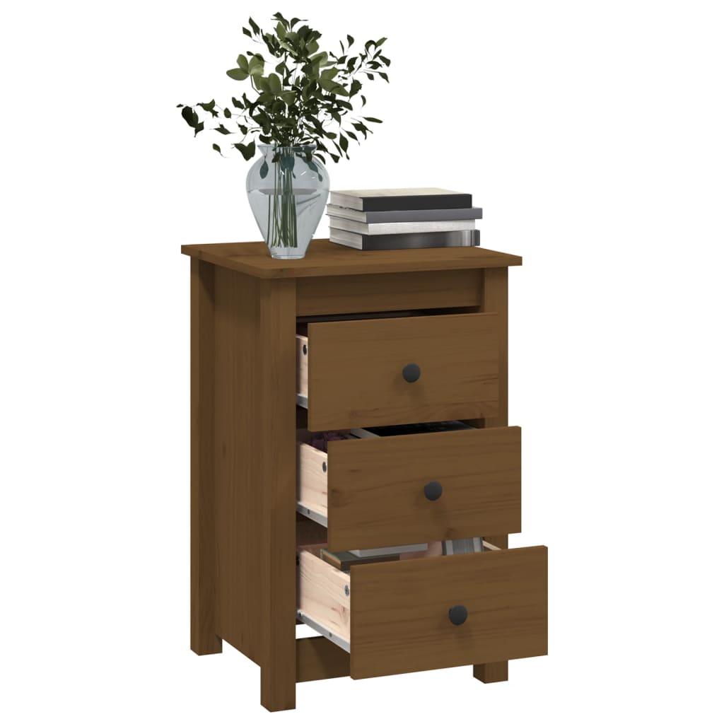 Nachtkastjes 2 St 40X35X61,5 Cm Massief Grenenhout Honingbruin
