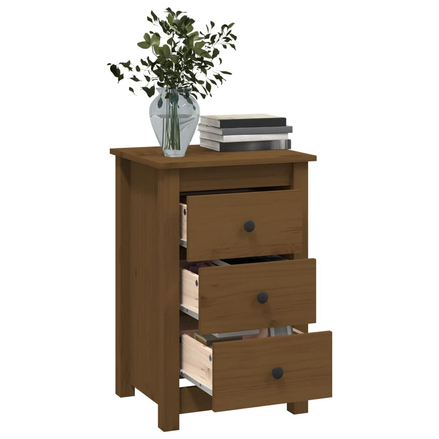 Nachtkastjes 2 St 40X35X61,5 Cm Massief Grenenhout Honingbruin