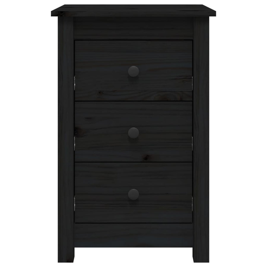 Nachtkastjes 2 St 40X35X61,5 Cm Massief Grenenhout Zwart