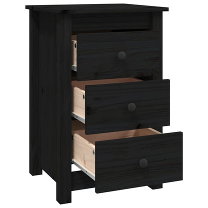 Nachtkastjes 2 St 40X35X61,5 Cm Massief Grenenhout Zwart