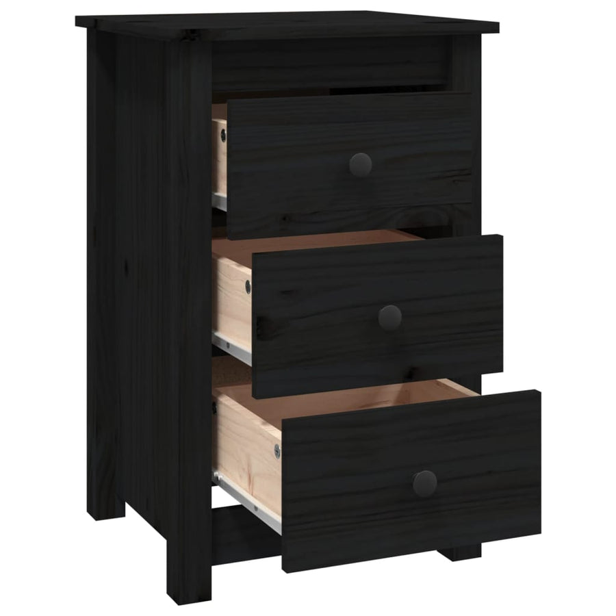 Nachtkastjes 2 St 40X35X61,5 Cm Massief Grenenhout Zwart