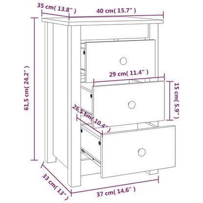 Nachtkastjes 2 St 40X35X61,5 Cm Massief Grenenhout Zwart