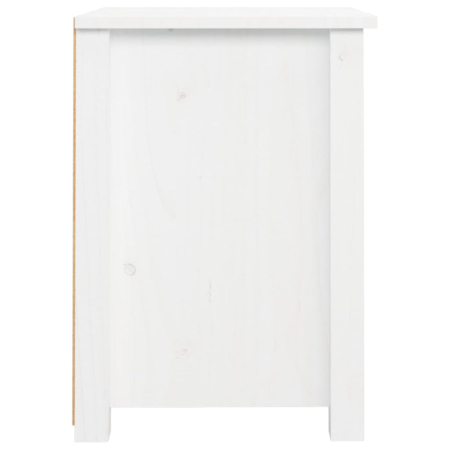 Nachtkastje 40X35X49 Cm Massief Grenenhout Wit