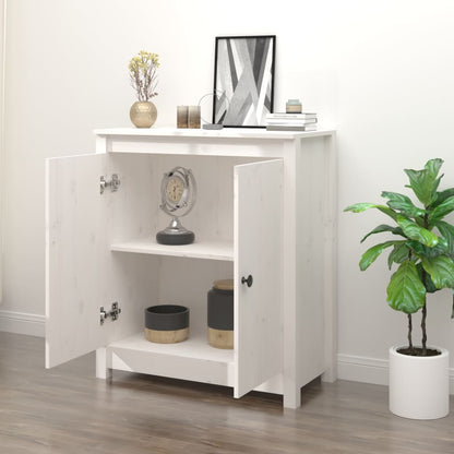 Dressoir 70X35X80 Cm Massief Grenenhout Wit