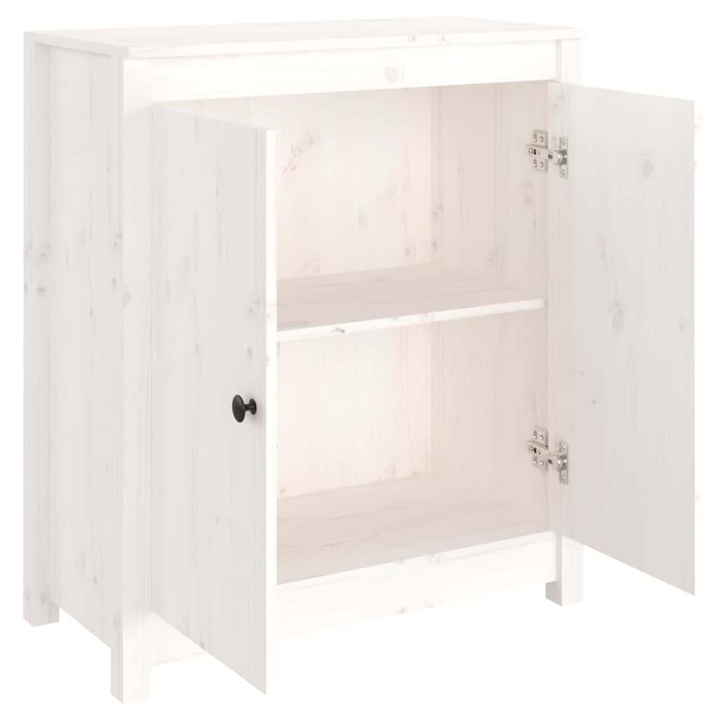 Dressoir 70X35X80 Cm Massief Grenenhout Wit