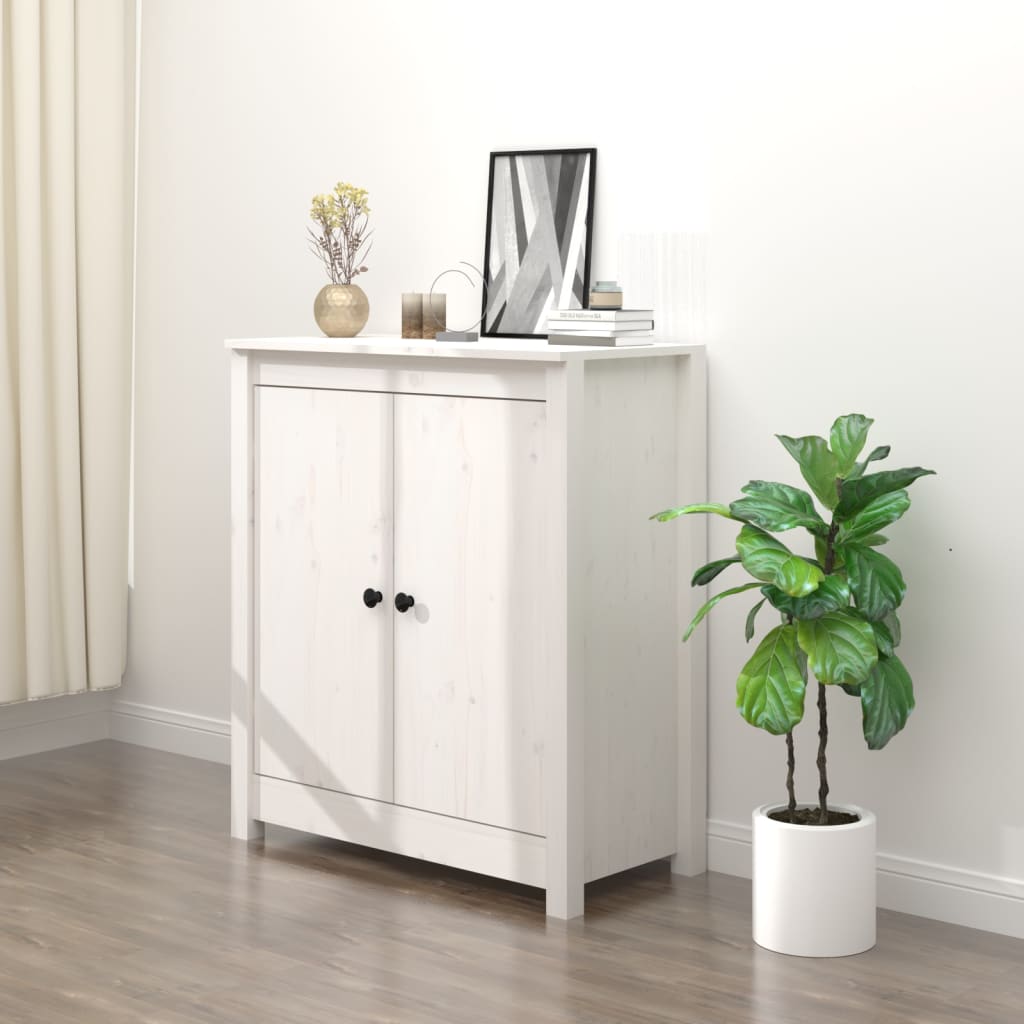 Dressoir 70X35X80 Cm Massief Grenenhout Wit